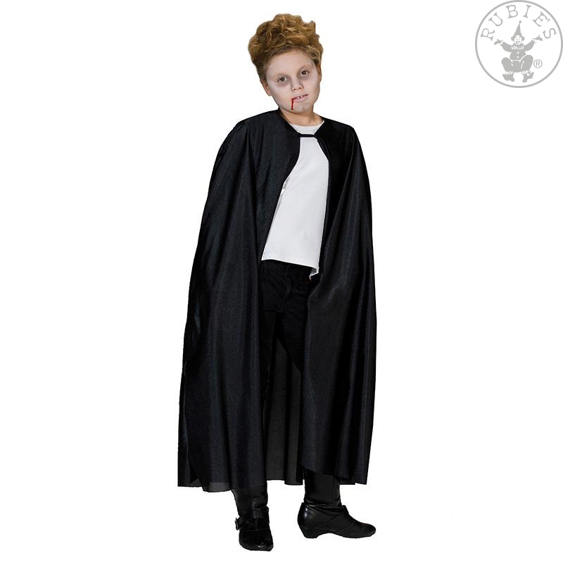 Langer Umhang schwarz ohne Kragen Größe 128