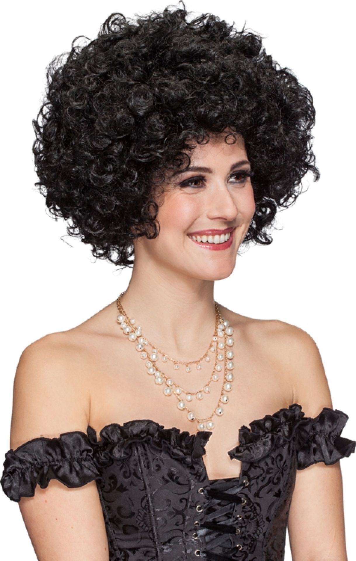 Locken Perücke schwarz