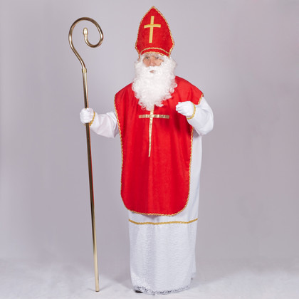 Nikolaus Kostüm 3 tlg. Größe X-LARGE mit Mitra velour rot