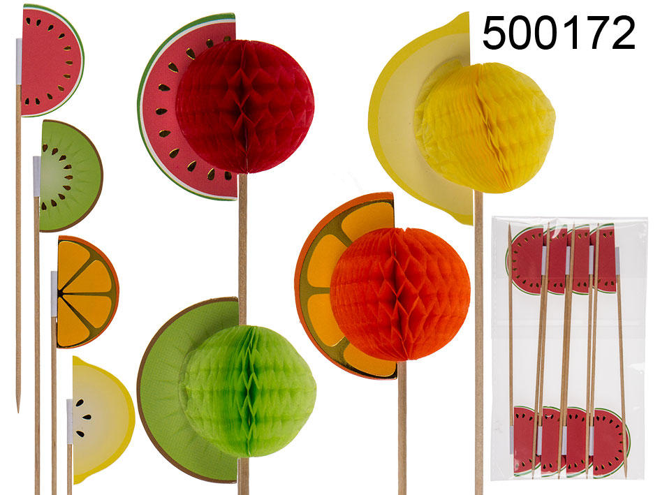 32 Stück Getränke Deko verschieden Papier Früchte