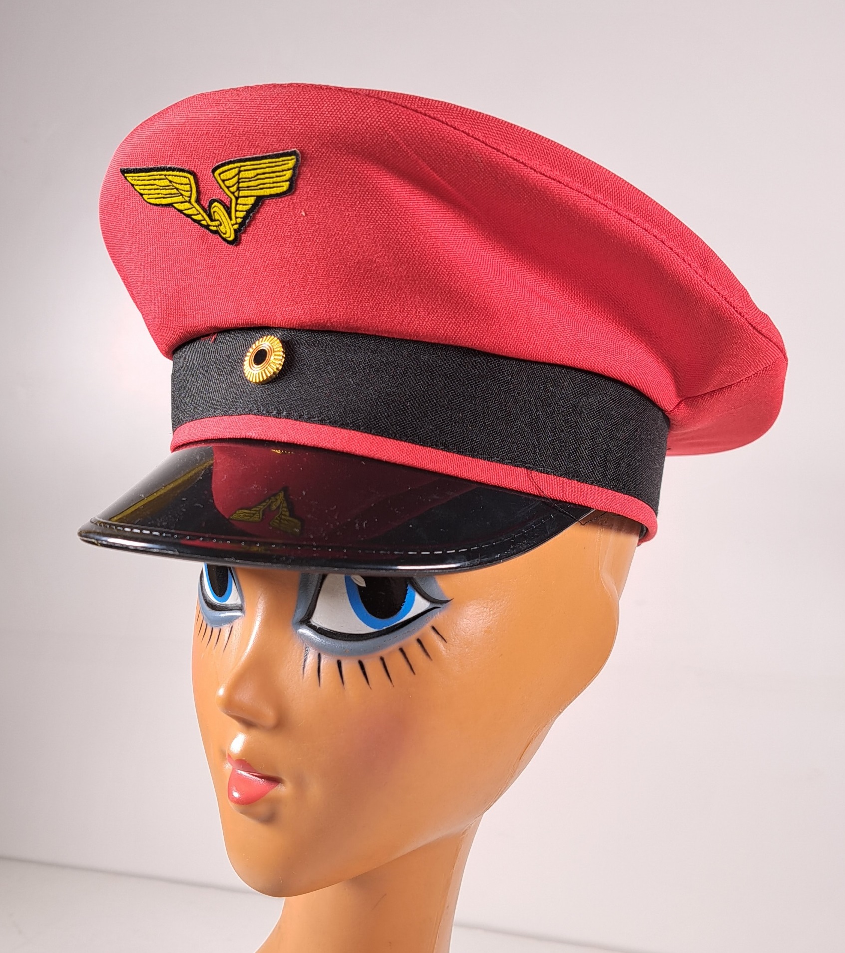 Vorstandsmütze Schaffner Kappe in rot für Kinder