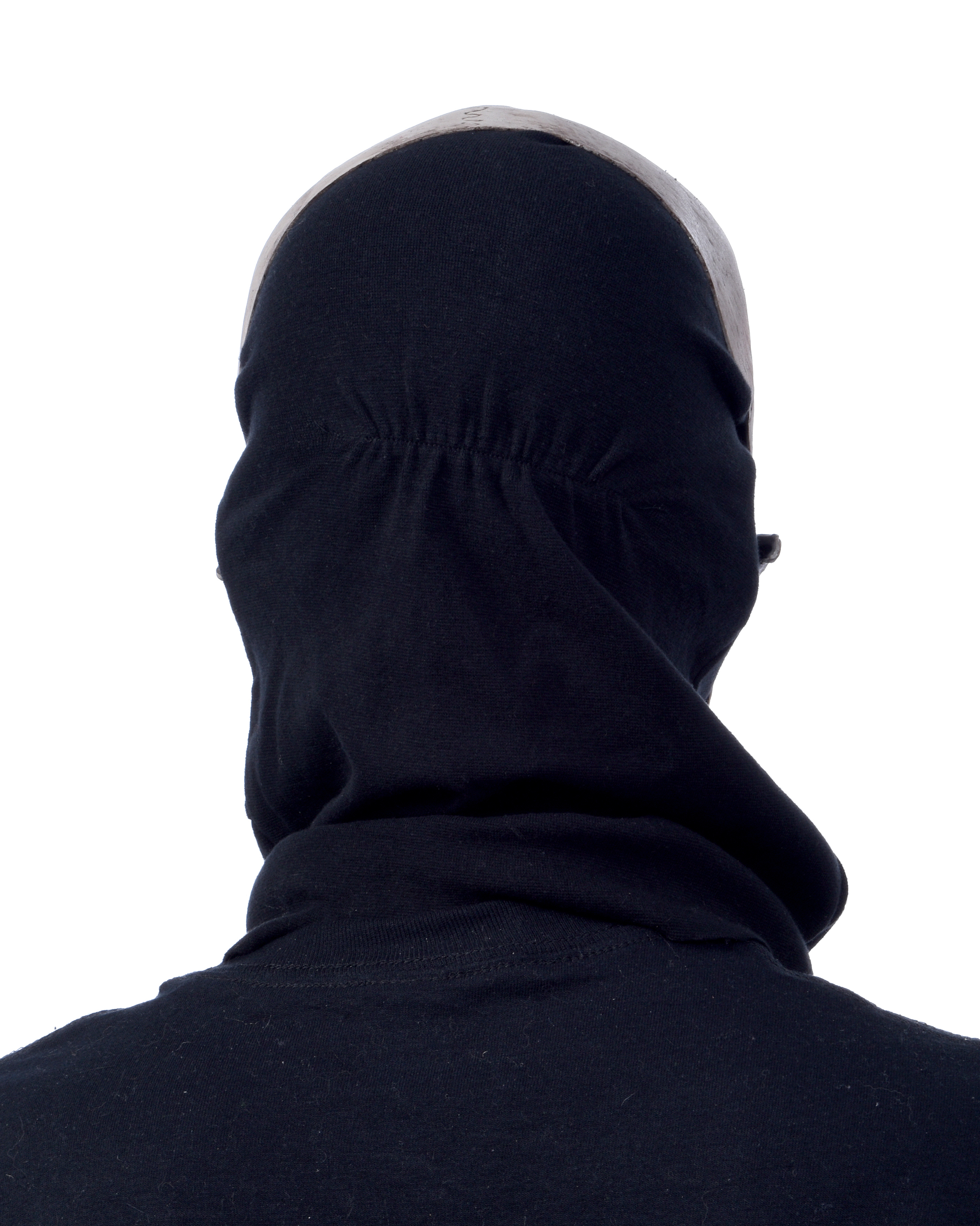 Totenkopf Maske Latex - Rückseite schwarze Textil Haube beeglicher Kiefer