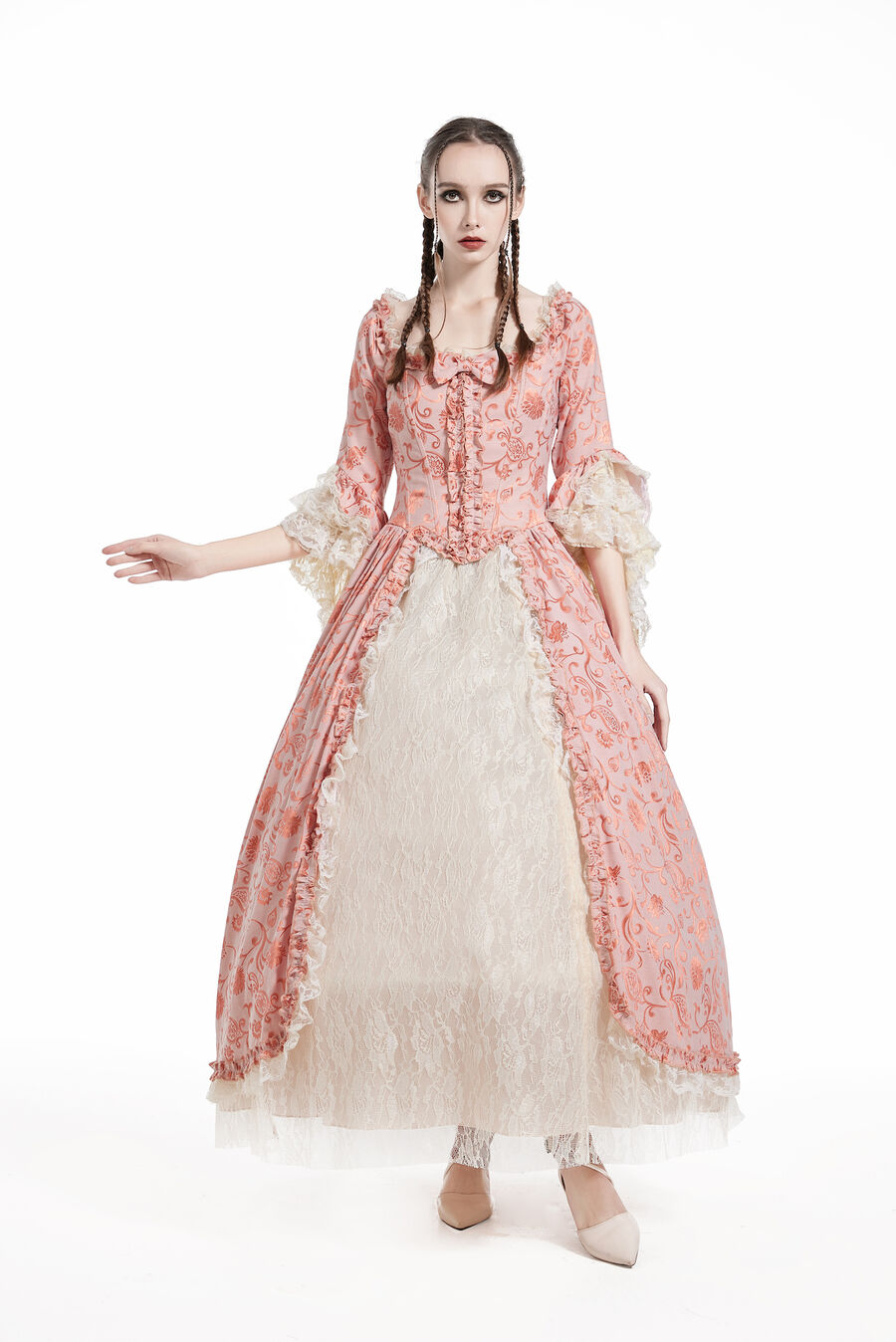 Barock Kleid 2teilig orange  XL  42/44