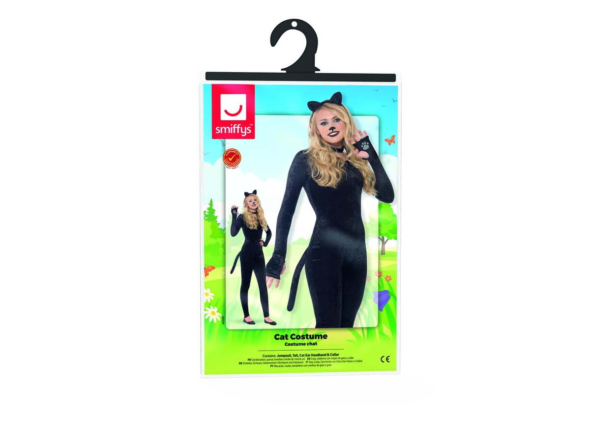 Katzenoverall schwarz für Damen X-SMALL