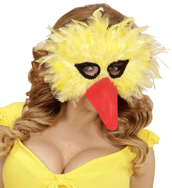 Vogel Maske mit gelben Federn
