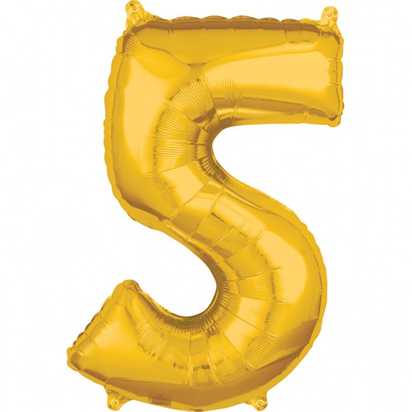 Zahlen Luftballon "5" gold ca. 66x45cm