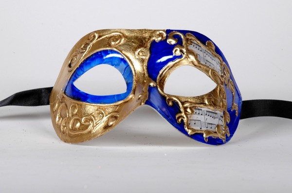 Venezianische Maske Columbine Musica blau-gold