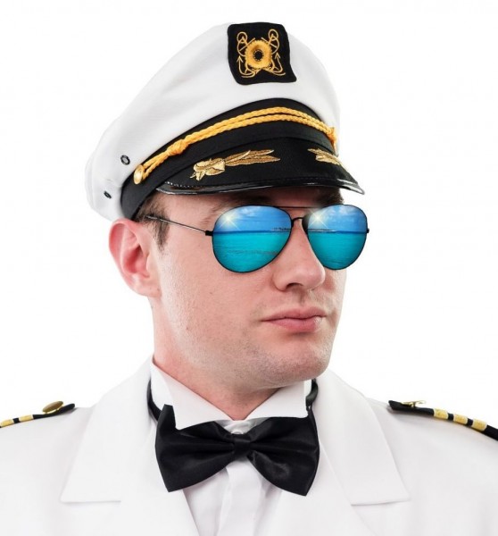 Kapitän Kappe weiß-schwarz mit vestellbarer Größe