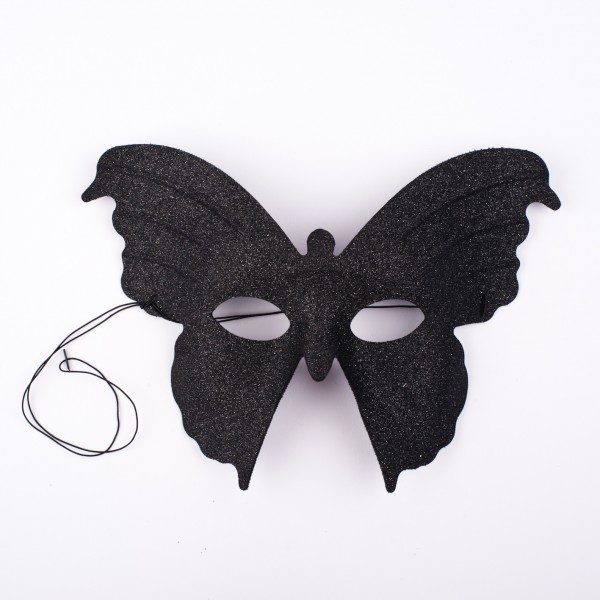 Schmetteriling Maske schwarz mit Glittereffekt