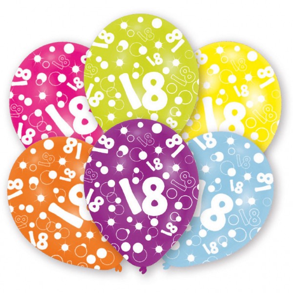 6 Stück Luftballons Happy Birthday 18er Geburtstag