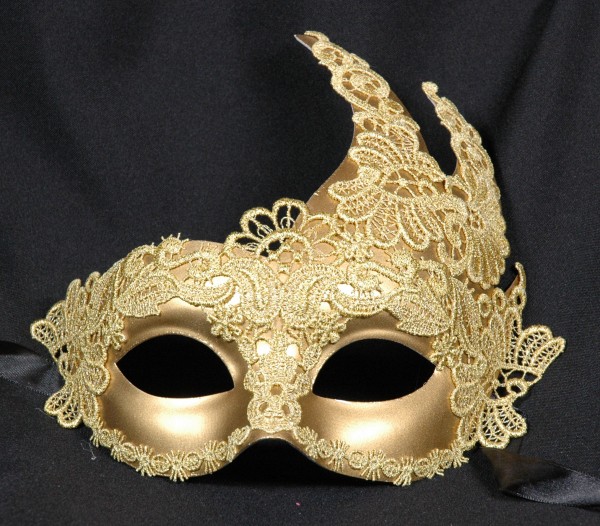Venezianische Maske ONDA gold mit Spitzendekor