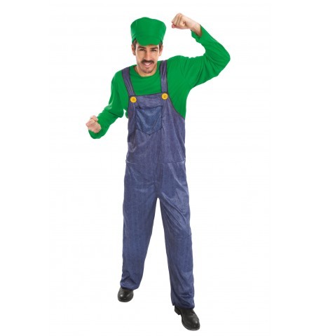 Comic Super "L" Kostüm grün-blau LARGE mit Mütze