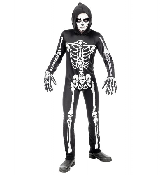 Skelett Overall Größe 128 mit Kapuze