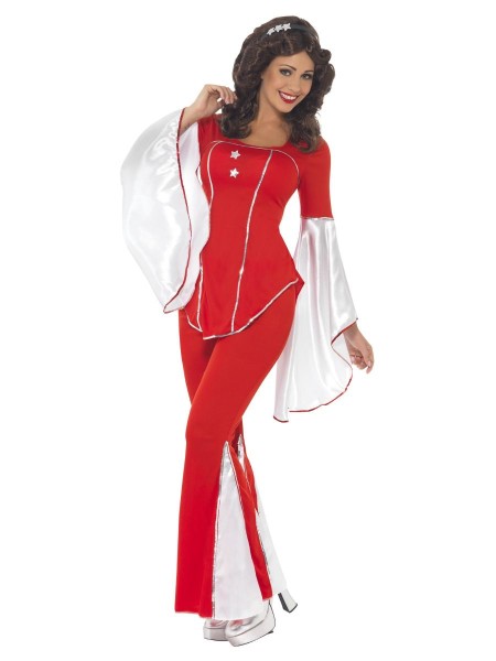 Super Trooper Kostüm für Damen SMALL rot-weiß