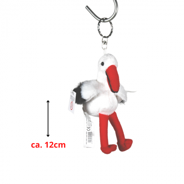 Schlüsselanhänger mit kleinem Plüsch Storch ca. 12cm