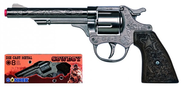 Cowboy Pistole aus Metall für 8 Schuss Munition
