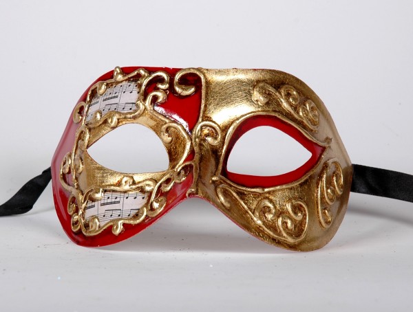 Venezianische Maske Columbine Musica rot-gold