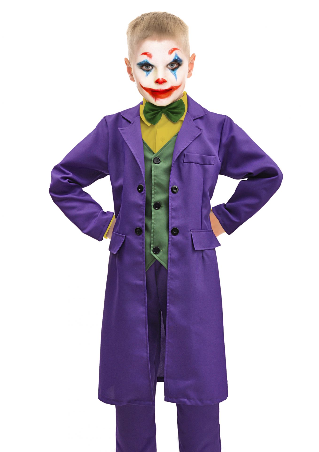 Halloween Karneval Jacke Weste Hose Krawatte SCARY EVIL JOKER Kinder Kostüm 