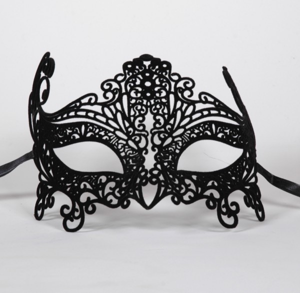 Venezianische Maske schwarz aus Metall mit Velour überzogen